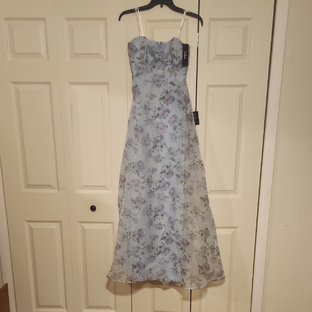 Lulu's Blue Floral Strapless Dress